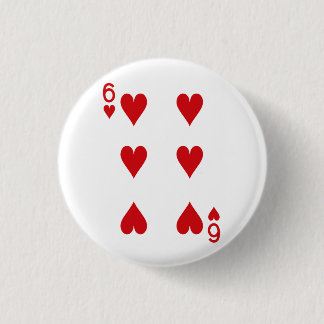 Six of Hearts Playing Card Pinback Button