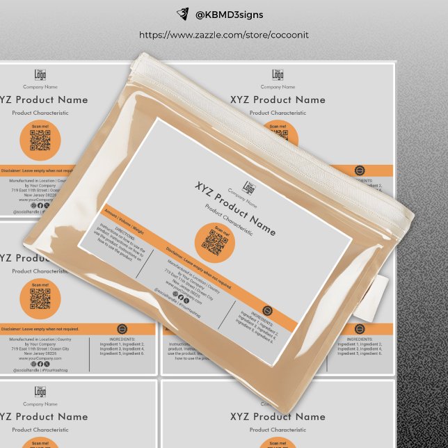 Six Orange Dot QR Code Gray Large Product Label (Six Orange Dot QR Code Gray Large Product Label)