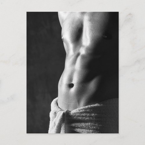 Six_Pack Abs Pinup Hunky Guy Template Postcard