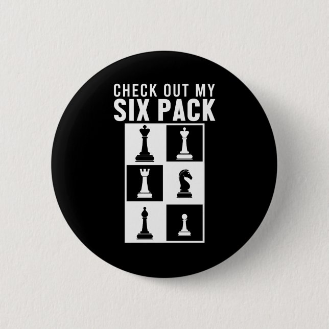 Six Pack Chess Pieces Board Checkmate Player Gift Button (Front)