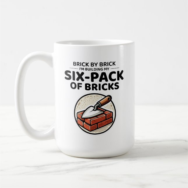 Six-Pack of Bricks: Humorous Bricklayer Fitness Coffee Mug (Left)