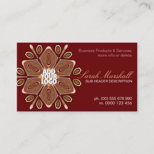 Six Petals Geometric Flower w Logo Business Card