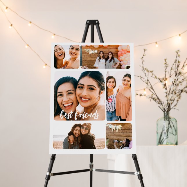 Six Photo Collage Best Friend Happy Birthday Party Foam Board (In Situ (Stand))