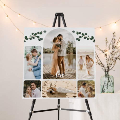 Six Photo Collage Couple Wedding Entrance Sign