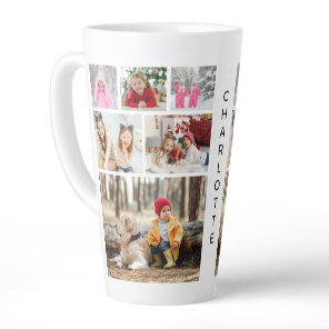 Six Photo Collage Personalized Name Latte Mug