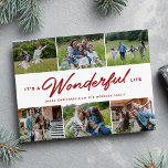 Six photo collage red wonderful life Christmas Holiday Card<br><div class="desc">This dark red holiday card features a unique "it's a wonderful life" type treatment along with a collage of six photos and a custom greeting. The red color is festive and stylish and coordinates well with a variety of photos. This holiday card is great as a family Christmas card, a...</div>