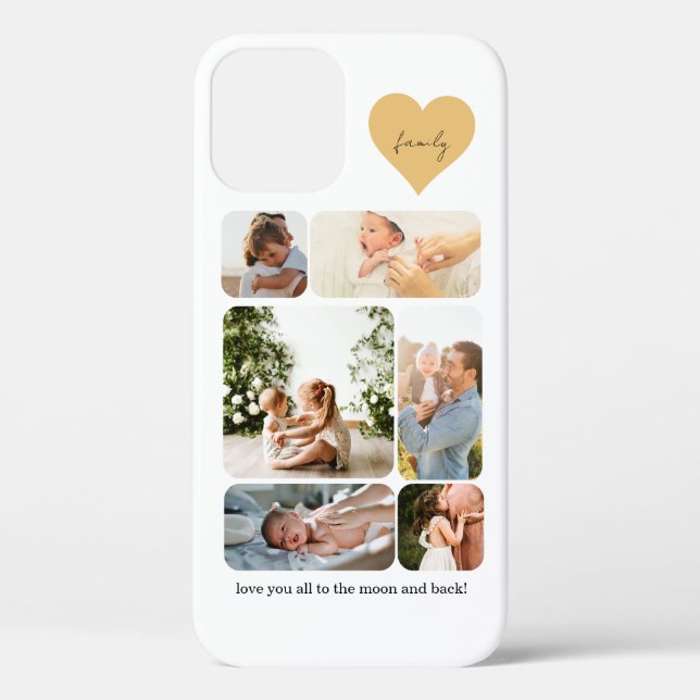 Six Photo Collage Simple Family Mom Dad Kids Case-Mate iPhone Case (Back)