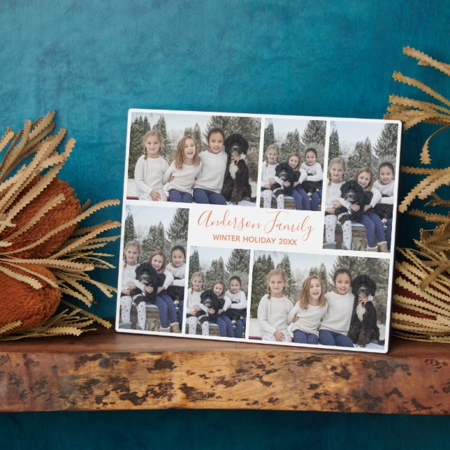 Six Photo Template White Rose Gold Plaque (Side)