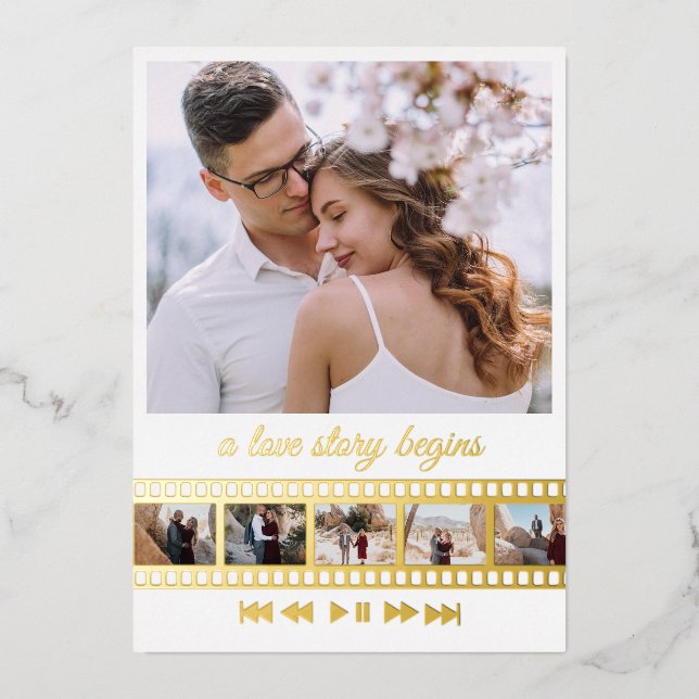 Six Photos Collage Movie  Foil Invitation (Front)