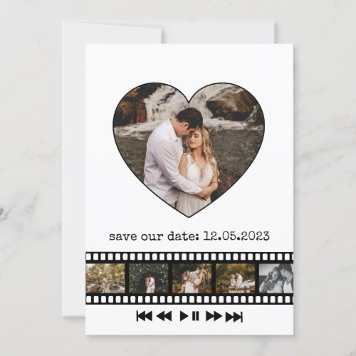 Six Photos Collage Movie Inspiring Save The Date I Invitation