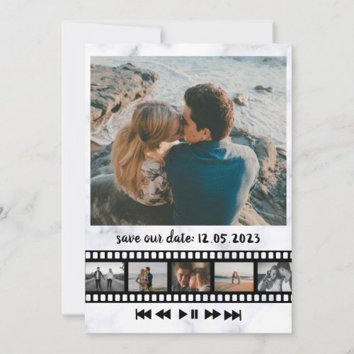 Six Photos Collage Movie Inspiring Save The Date Invitation