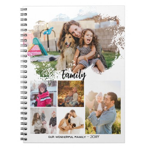 Six Photos Collage Simple Frame Family Diary Notebook