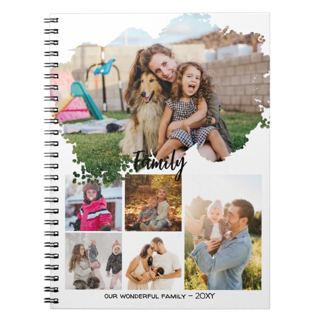 Six Photos Collage Simple Frame Family Diary Notebook (Front)