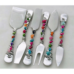 Six Piece Stainless Steel Party Cheese Serving Set