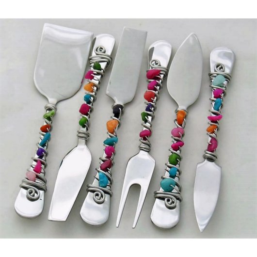 Six Piece Stainless Steel Party Cheese Serving Set (Front)
