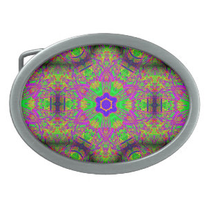 six-point blue star groovy belt buckle
