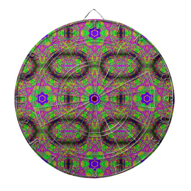 six-point blue stars green purple dart board (Front)