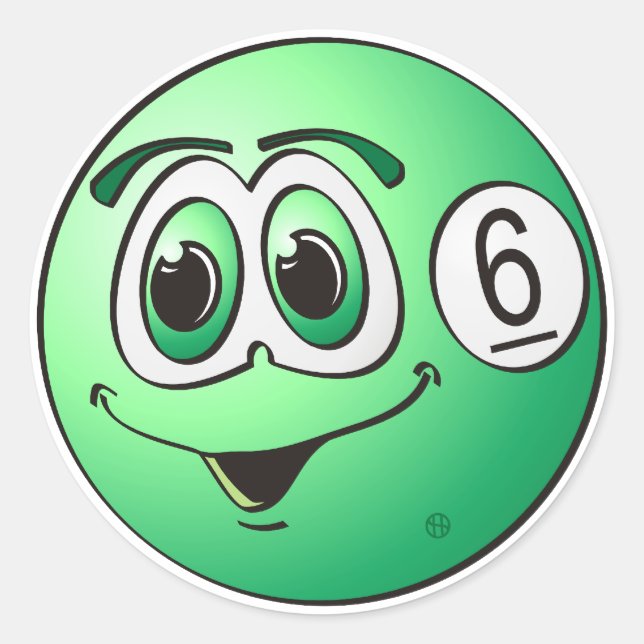 Six Pool Ball Cartoon Classic Round Sticker (Front)