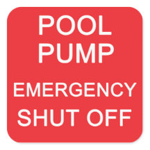 Six POOL PUMP Emergency Shut-Off Labels
