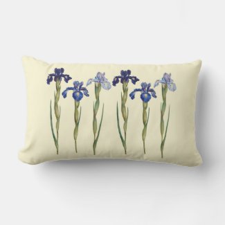 Six Purple & Blue Iris Outdoor Lumbar Pillow