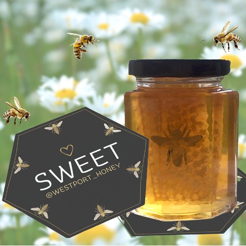 Six Queen Bee HEXAGON Honey with Heart Promotional Paper Coaster