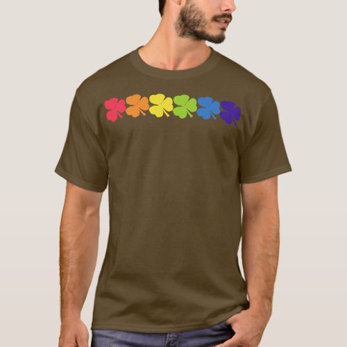 Six Rainbow Colored Shamrocks for St Patricks Day T_Shirt