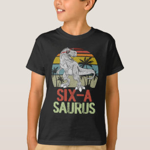  Six Saurus Dinosaur Birthday 6th TRex Dino T-Shirt