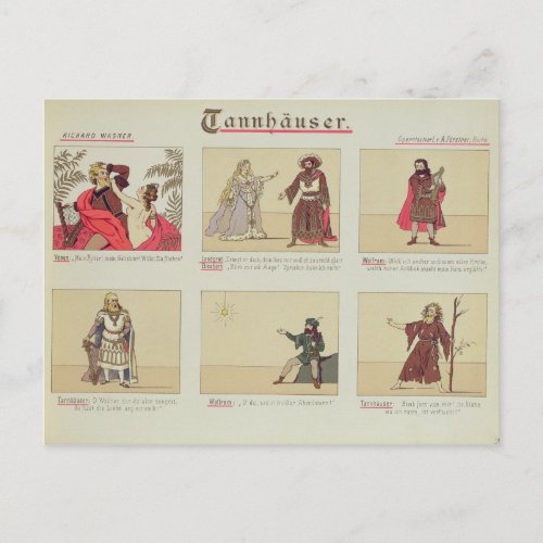 Six scenes relating to the opera Tannhauser Postcard