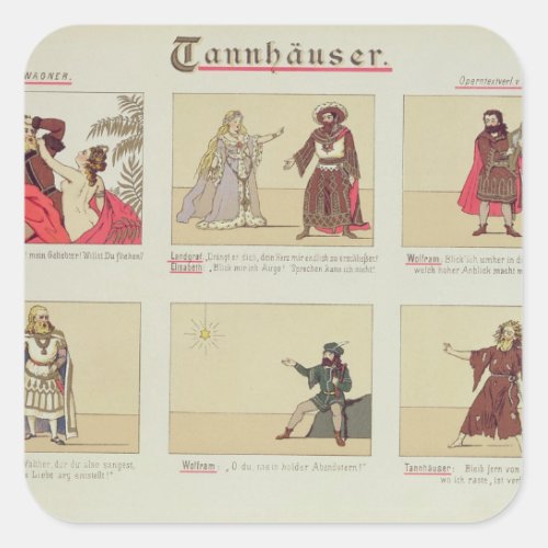 Six scenes relating to the opera Tannhauser Square Sticker