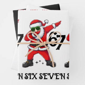 Six Seven 67 6 7 6-7 Meme Santa Dubbing Christmas Wrapping Paper Sheets
