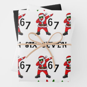 Six Seven 67 6 7 6-7 Meme Santa Dubbing Christmas Wrapping Paper Sheets