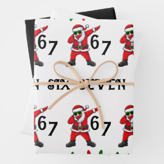 Six Seven 67 6 7 6-7 Meme Santa Dubbing Christmas Wrapping Paper Sheets