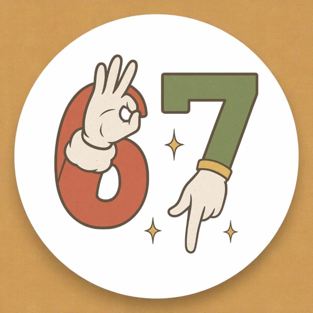 Six Seven 67 6 7 Christmas Santa Elf Meme Classic Round Sticker (Creator Uploaded)