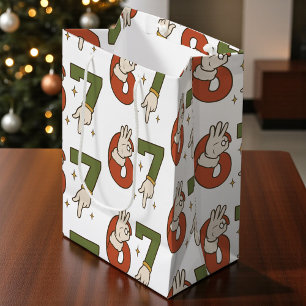 Six Seven 67 6 7 Christmas Santa Elf Meme Medium Gift Bag