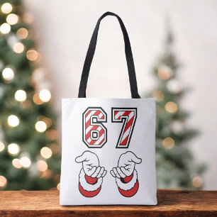Six Seven 67 6 7 Festive Christmas Meme Holiday Tote Bag