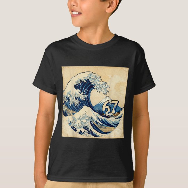 Six Seven 67 6-7 Japanese The Great Wave Off Kanag T-Shirt (Front)