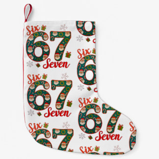 Six Seven 67 6 7 Meme Christmas Xmas Santa Hat Small Christmas Stocking