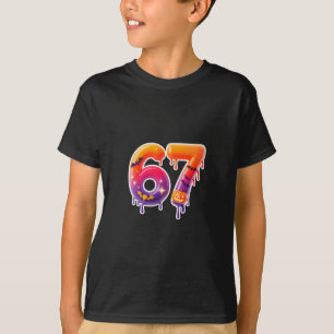 Six Seven 67 6 7 Meme Design Funny Ice Cream Drip T-Shirt