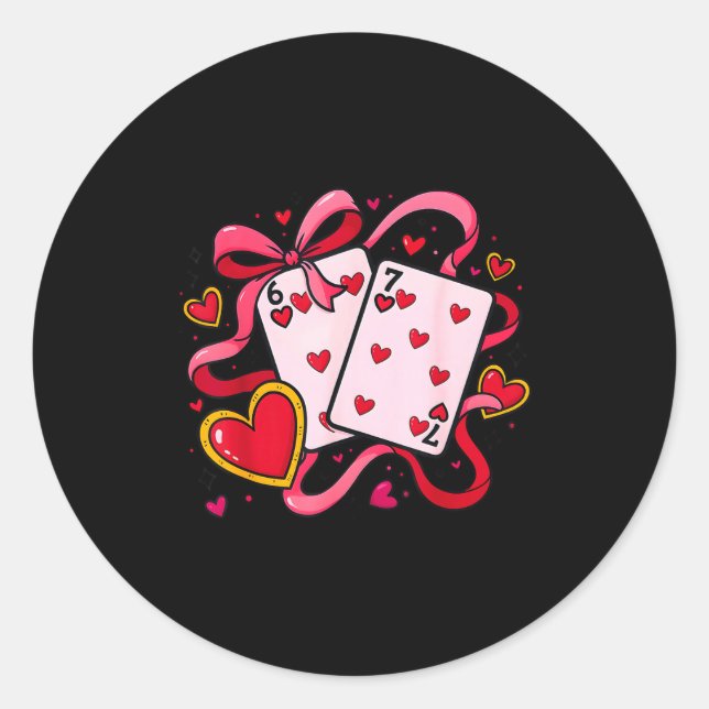 Six Seven 67 Boys Girls Valentines Day Cool Playin Classic Round Sticker (Front)