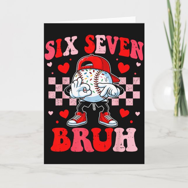 Six Seven 67 Bruh 6 7 Meme Baseball Ice Cream Drip Card (Front)