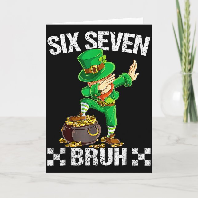 Six Seven 67 Bruh Dabbing Leprechaun St Patricks D Card (Front)