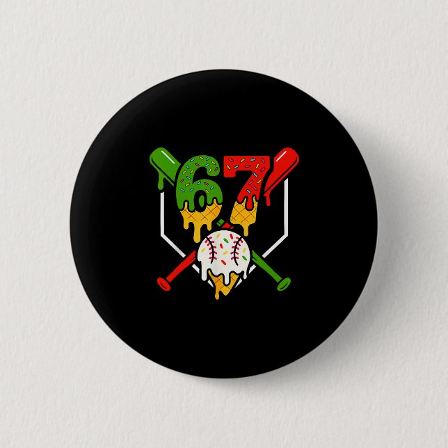 Six Seven 67 Bysebyll Ice Cream Drip Cool Gen Alph Button (Front)