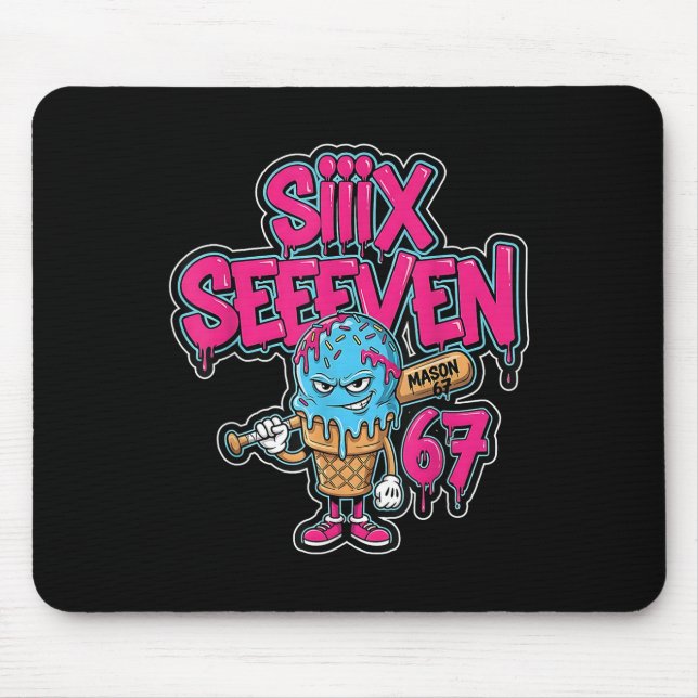 Six Seven 67 Bysebyll Player Ice Cream Drip Meme L Mouse Pad (Front)