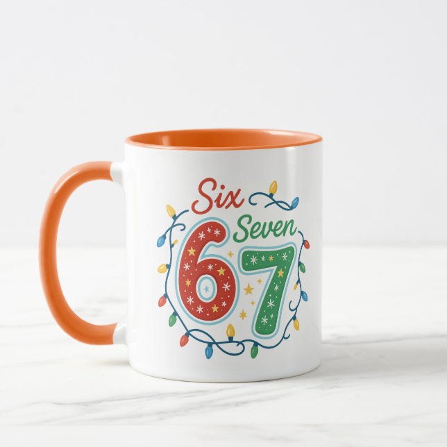 Six Seven 67 Christmas Meme Mug, Funny Holiday  Mug (Left)