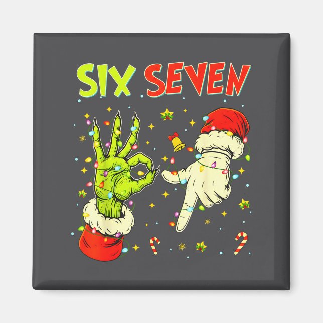 Six Seven 67 Funny Hand-sign Christmas Meme  Magnet (Front)