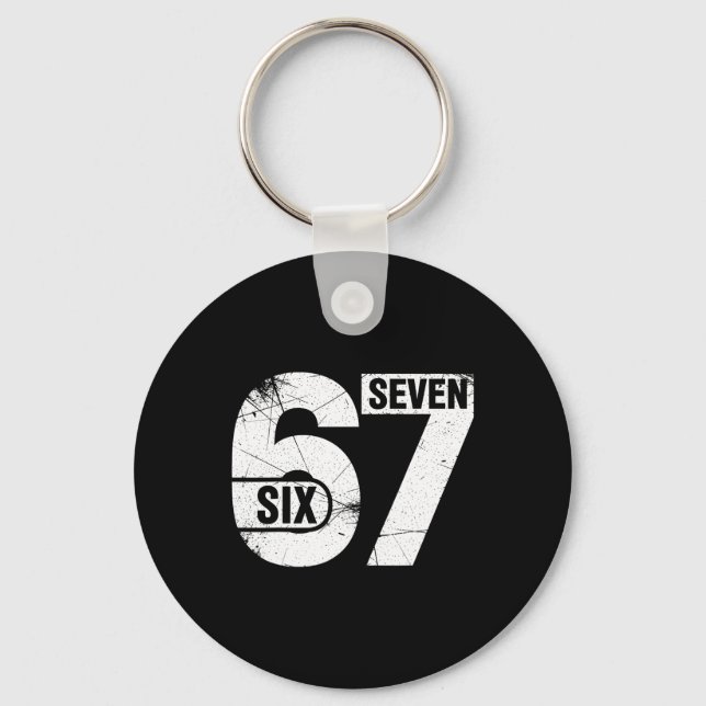 Six Seven 67 Funny Meme  Keychain (Front)