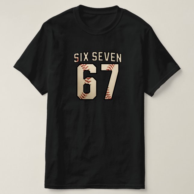 Six Seven 67 Funny Meme T-Shirt (Design Front)
