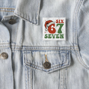 Six Seven 67 Funny Santa Hat Christmas Xmas Meme Button
