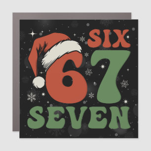 Six Seven 67 Funny Santa Hat Christmas Xmas Meme Car Magnet