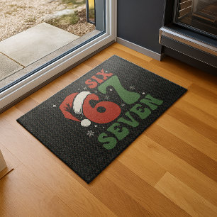 Six Seven 67 Funny Santa Hat Christmas Xmas Meme Doormat